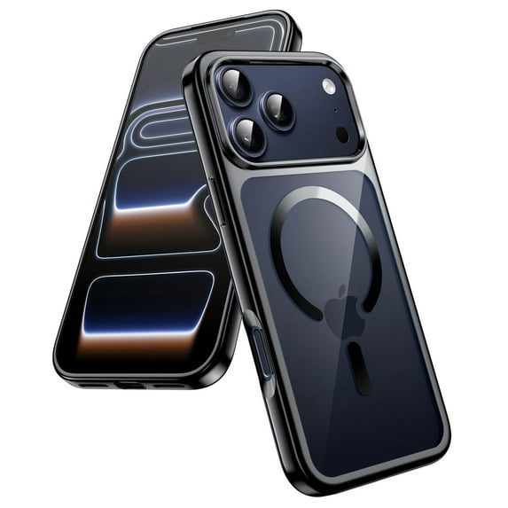 JETech Magnetic Case for iPhone 17 Pro 6.3-Inch, Compatible with MagSafe, Soft Electroplated TPU Frame with Hard Clear PC Back, Shockproof Phone Cover (Black)