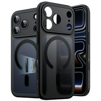 JETech Magnetic Case for iPhone 17 Pro Max 6.9-Inch Compatible with MagSafe, Shockproof Slim Phone Cover with Built-in Camera Control Button, Matte Translucent Back (Black)