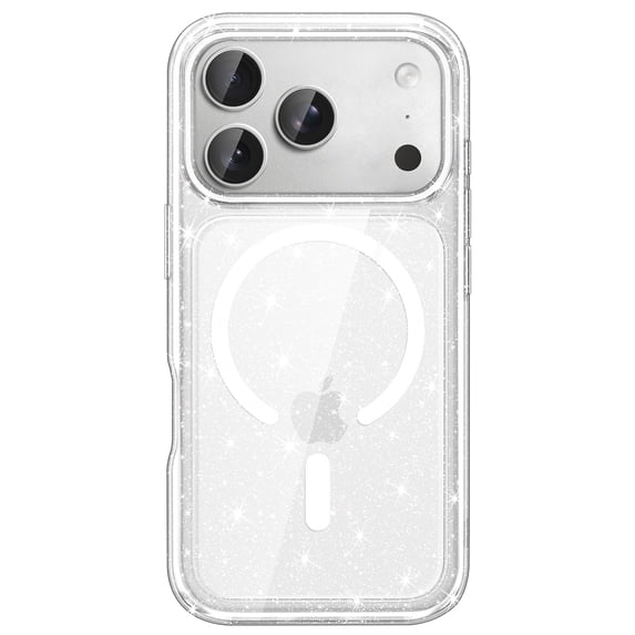 JETech Magnetic Glitter Case for iPhone 18 Pro |Compatible with MagSafe, Sparkle Bling (Clear)