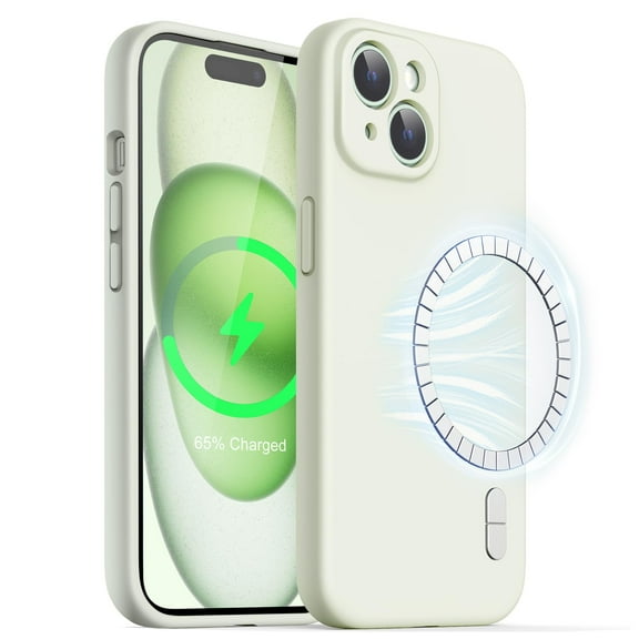 JETech Magnetic Silicone Case for iPhone 15 6.1-Inch, Compatible with MagSafe, Phone Cover with Camera Lens Full Protection (Green)