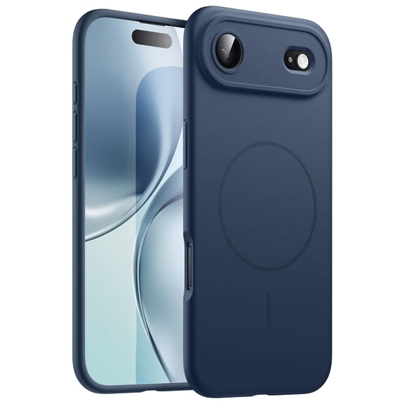 JETech Magnetic Silicone Case for iPhone 17 Air, Compatible with MagSafe, Silky Soft Touch, Shock Absorbing Phone Cover with Camera Lens Protection (Navy Blue)