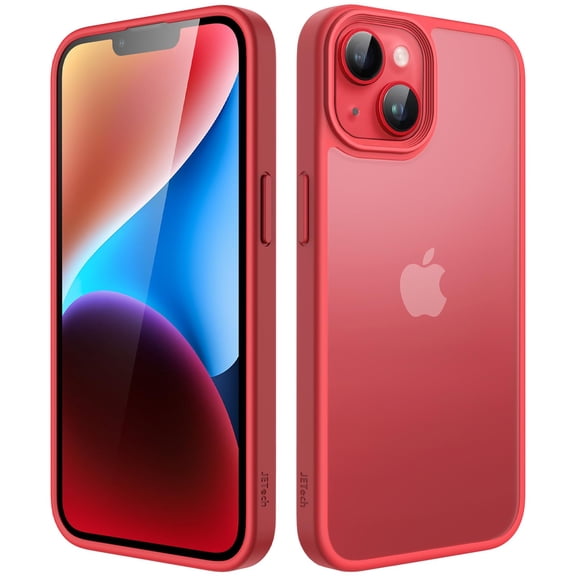 JETech Matte Case for iPhone 14 6.1-Inch, Shockproof Military Grade Drop Protection, Frosted Translucent Back Phone Cover, Anti-Fingerprint (Red)