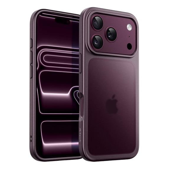 JETech Matte Case for iPhone 18 Pro |Frosted Translucent Back, Drop Protection (Dark Cherry)