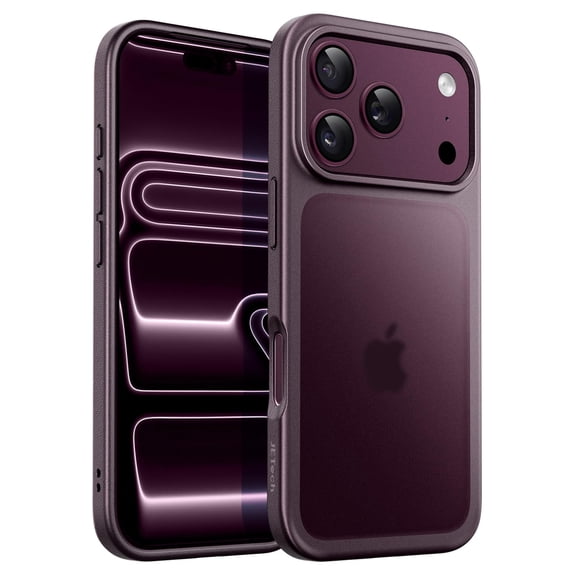 JETech Matte Case for iPhone 18 Pro Max |Frosted Translucent Back, Drop Protection (Dark Cherry)