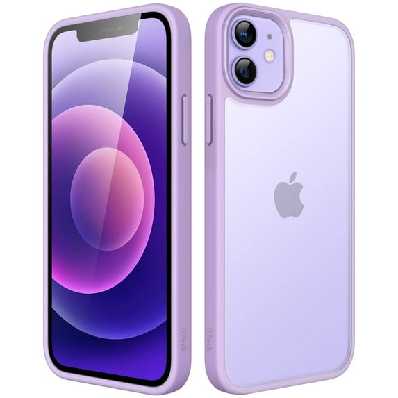 JETech Matte Case for iPhone 12/12 Pro 6.1-Inch, Shockproof Military Grade Drop Protection, Frosted Translucent Back Phone Cover, Anti-Fingerprint (Light Purple)