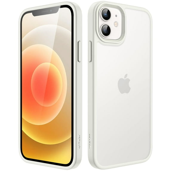 JETech Matte Case for iPhone 12/12 Pro 6.1-Inch, Shockproof Military Grade Drop Protection, Frosted Translucent Back Phone Cover, Anti-Fingerprint (White)