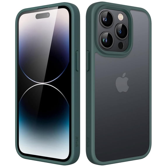 JETech Matte Case for iPhone 14 Pro 6.1-Inch, Shockproof Military Grade Drop Protection, Frosted Translucent Back Phone Cover, Anti-Fingerprint (Dark Green)