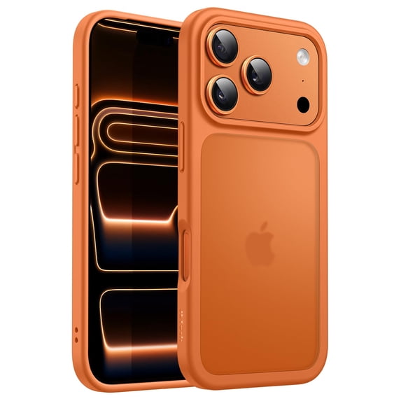 JETech Matte Case for iPhone 17 Pro Max 6.9-Inch, Shockproof Military Grade Drop Protection, Frosted Translucent Back Minimalist Phone Cover (Orange)