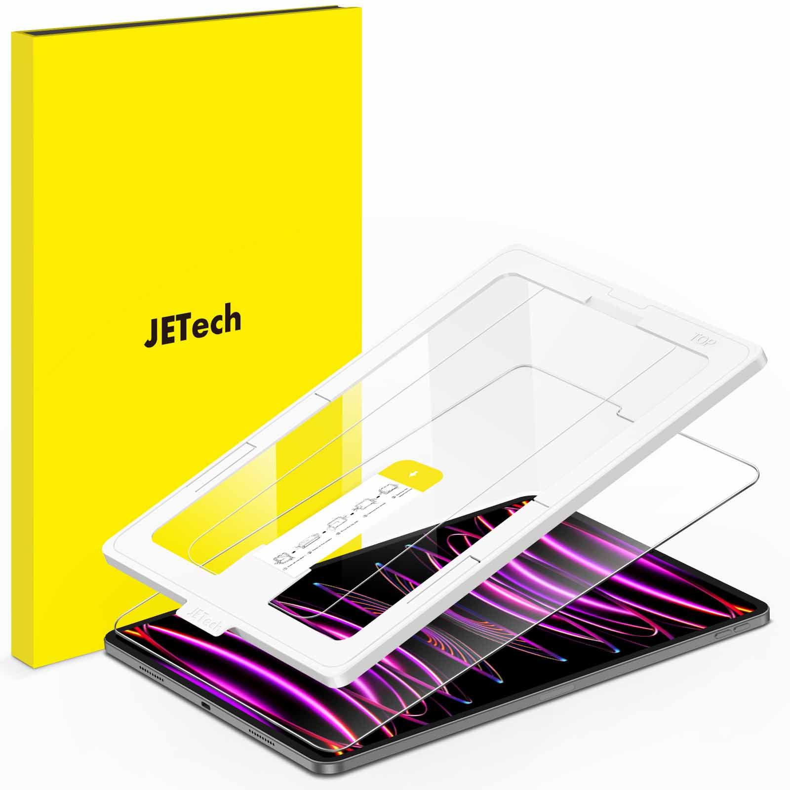 JETech One Touch Screen Protector for iPad Pro 12.9-Inch  (2022/2021/2020/2018 Model, 6th/5th/4th/3rd Generation), Tempered Glass  Film with Auto-Alignment Frame, HD Clear 