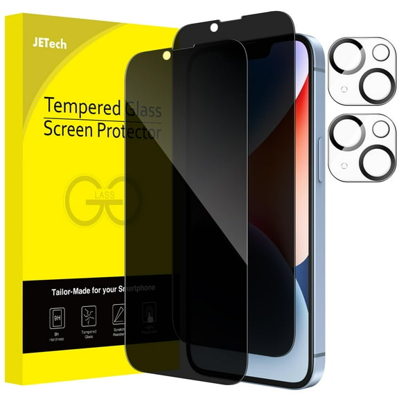 JETech Privacy Full Coverage Screen Protector for iPhone 14 6.1-Inch with Camera Lens Protector, Anti-Spy Tempered Glass Film, 2-Pack Each