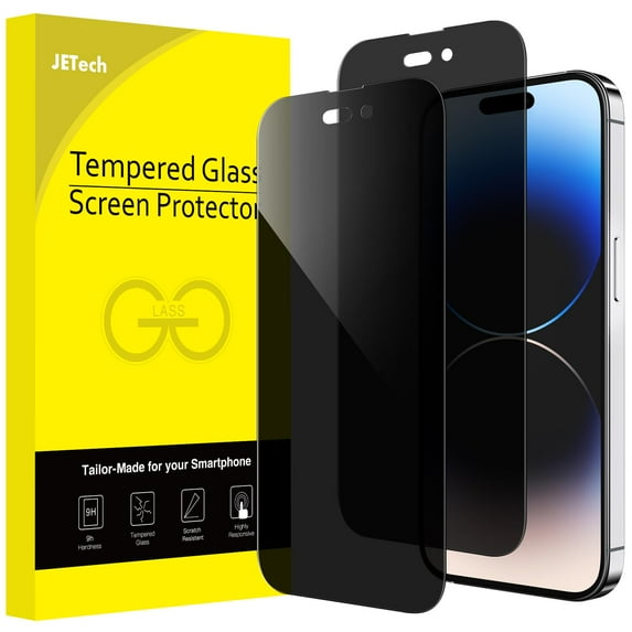 JETech Privacy Full Coverage Screen Protector for iPhone 14 Pro 6.1-Inch, Anti-Spy Tempered Glass Film, Edge to Edge Protection Case-Friendly, 2-Pack