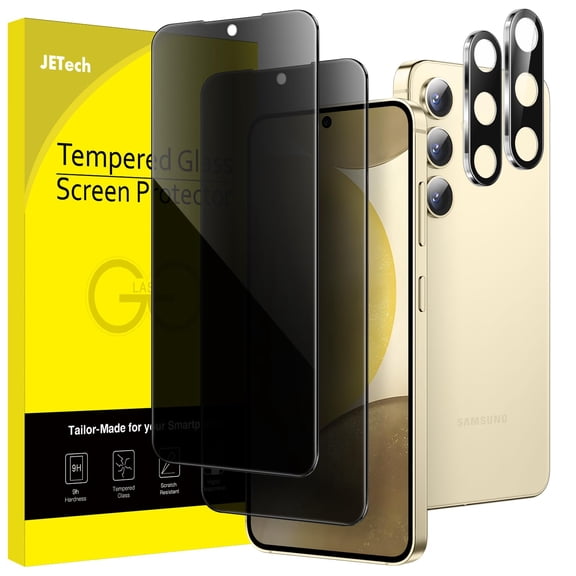 JETech Privacy Screen Protector for Samsung Galaxy S24 5G 6.2-Inch with Camera Lens Protector, Anti-Spy Tempered Glass Film, Fingerprint ID Compatible, 2-Pack Each