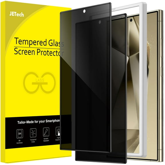 JETech Privacy Screen Protector for Samsung Galaxy S24 Ultra 5G 6.8-Inch, Anti-Spy Tempered Glass Film with Easy Installation Tool, Fingerprint Unlock Compatible, 2-Pack