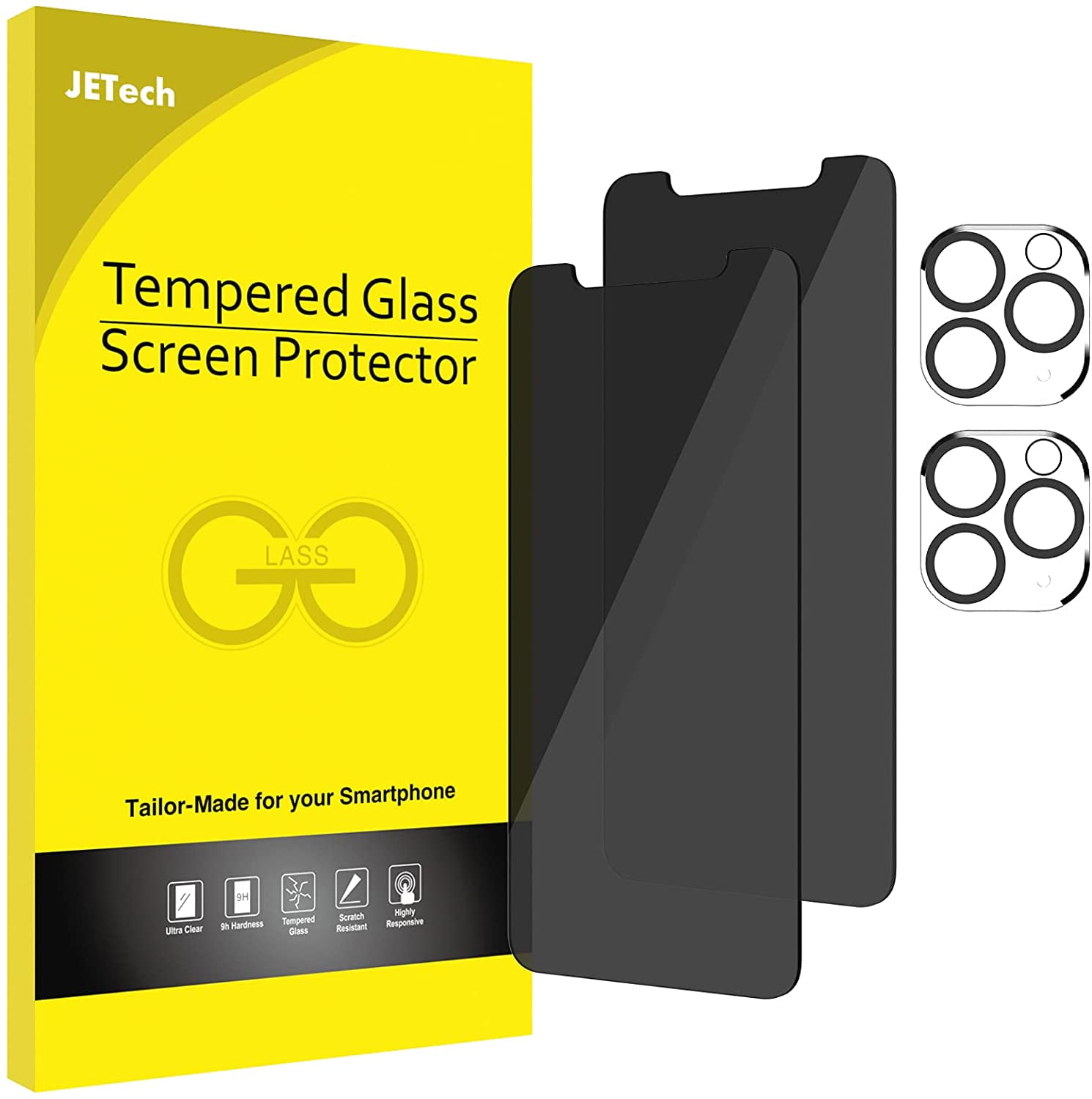 JETech Screen Protector for iPhone 11 Pro Max and iPhone Xs Max 6.5-Inch,  Tempered Glass Film, 2-Pack