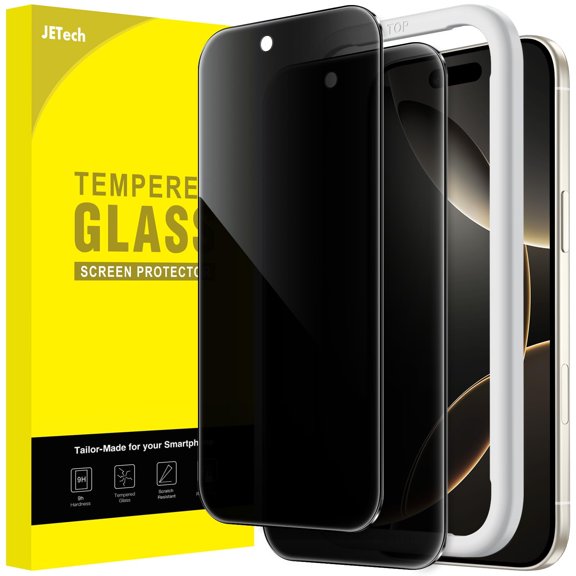 JETech Privacy Screen Protector for iPhone Air, Anti-Spy Tempered Glass Film with Easy Installation Tool, 2-Pack
