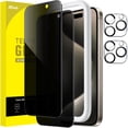 thumbnail image 1 of JETech Privacy Screen Protector for iPhone 15 Pro Max 6.7-Inch with Camera Lens Protector, Anti-Spy Tempered Glass Film, Easy Installation Tool, 2-Pack Each, 1 of 7