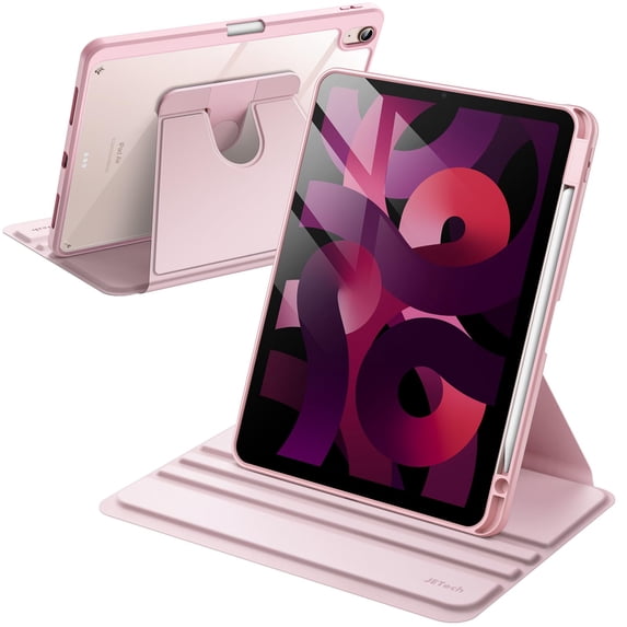 JETech Rotating Cover Case for iPad Air M4/M3/M2 (2026/2025/2024), iPad Air 5/4 (2022/2020), (Pink)