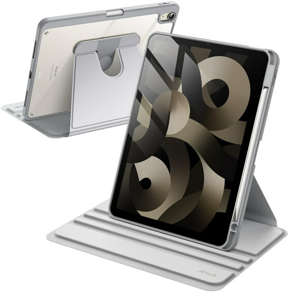 JETech Rotating Cover Case for iPad Air M4/M3/M2 (2026/2025/2024), iPad Air 5/4 (2022/2020), (Silver)