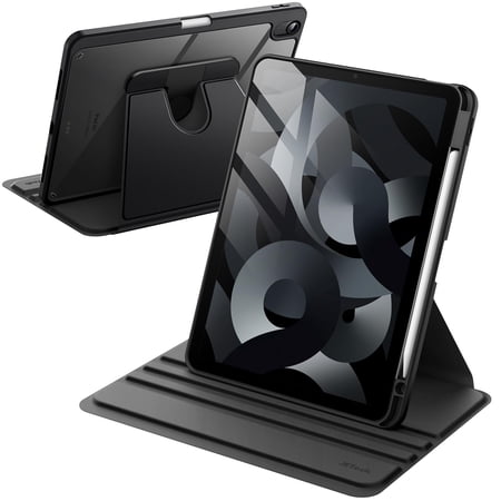 JETech Rotating Cover Case for iPad Air M4/M3/M2 (2026/2025/2024), iPad Air 5/4 (2022/2020), (Black)