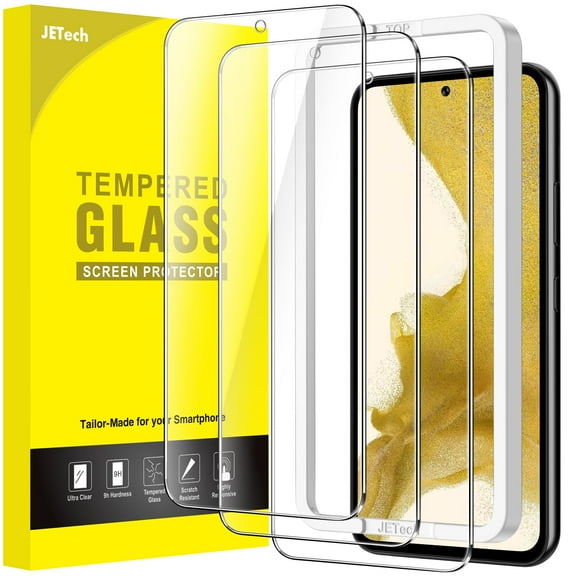 JETech Screen Protector for Samsung Galaxy S22 5G 6.1-Inch, Tempered Glass Film with Easy Installation Tool, Fingerprint ID Compatible, HD Clear, 3-Pack