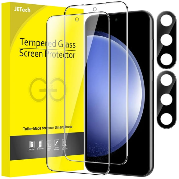 JETech Screen Protector for Samsung Galaxy S23 FE 6.4-Inch with Camera Lens Protector, Tempered Glass Film, Fingerprint ID Compatible, HD Clear, 2-Pack Each