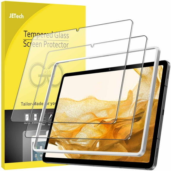 JETech Screen Protector for Samsung Galaxy Tab S8 2022 / Tab S7 2020 11-Inch (SM-X700/X706/T870/T875/T878) with Easy Installation Frame, Tempered Glass Film, HD Clear, 2-Pack
