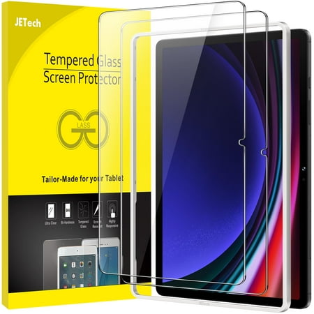JETech Screen Protector for Samsung Galaxy Tab S9 11-Inch and Galaxy Tab S10 FE / S9 FE 10.9-Inch, with Easy Installation Frame, Tempered Glass Film, HD Clear, 2-Pack