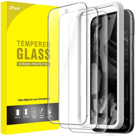JETech Screen Protector for Google Pixel 8a 6.1-Inch, Tempered Glass Film with Easy Installation Tool, Fingerprint Compatible, HD Clear, 3-Pack