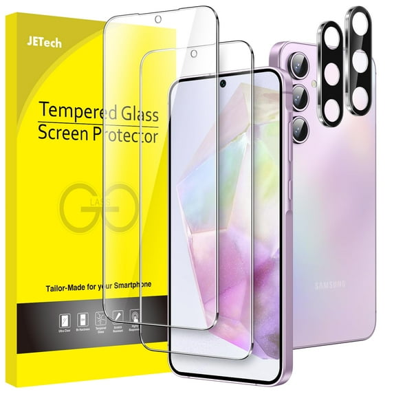 JETech Screen Protector for Samsung Galaxy A35 5G 6.6-Inch with Camera Lens Protector, 9H Tempered Glass Film, HD Clear, 2-Pack Each