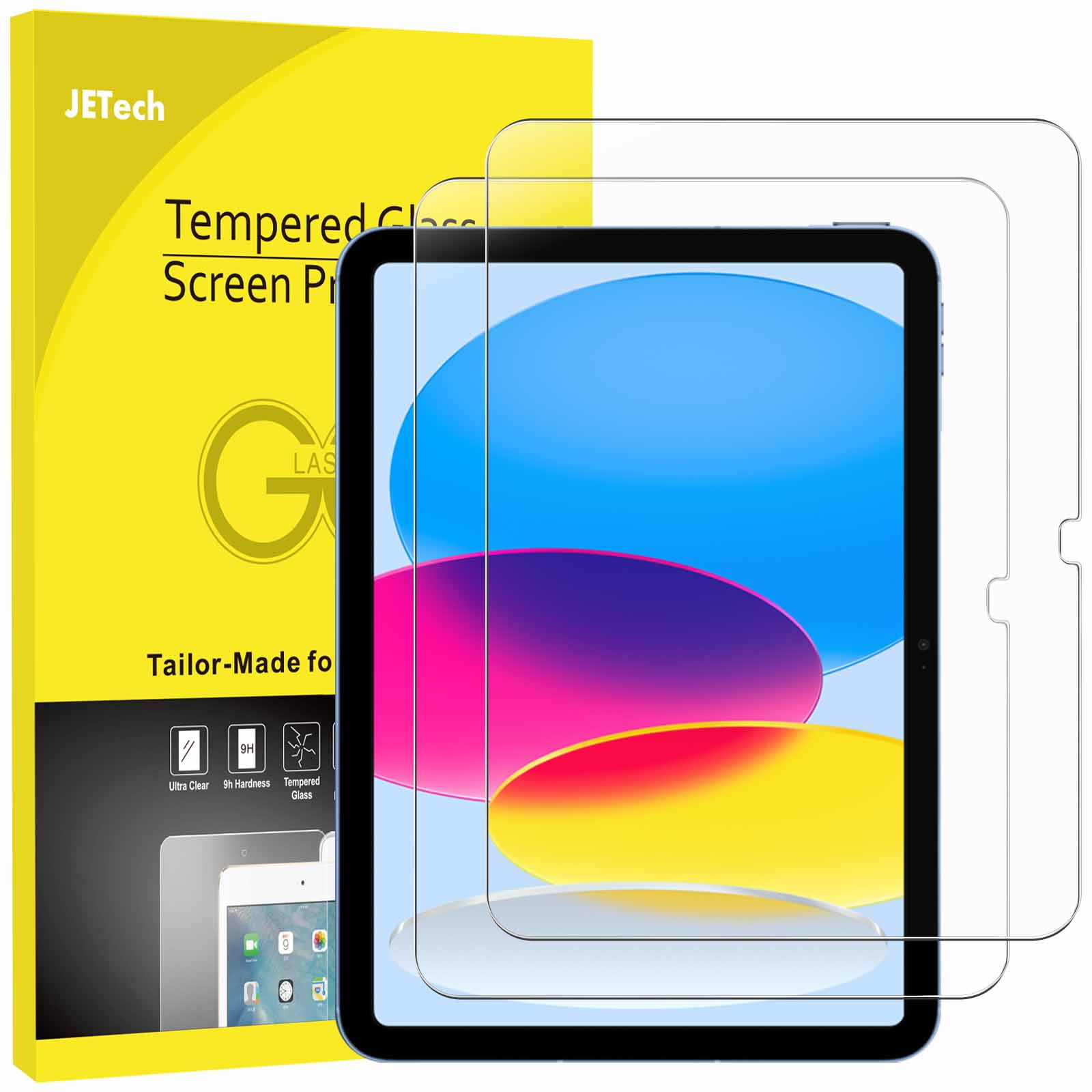 JETech Screen Protector for iPad 10 (10.9Inch, 2022 Model, 10th Generation), 9H Tempered Glass