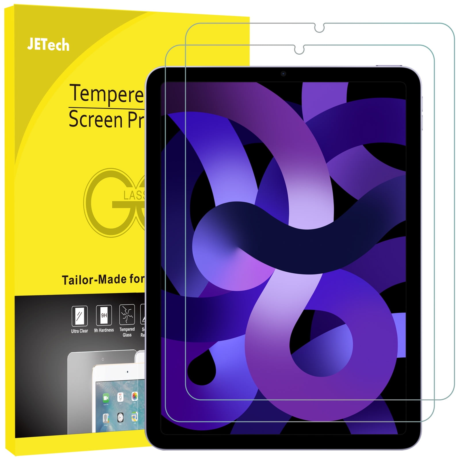 JETech Protection d'écran pour iPad Air 5/4 (10,9, modèle 2022/2020, 5e/4e  génération), film en verre trempé, 1 pièce : : Électronique