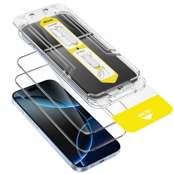 JETech Screen Protector for iPhone 17 6.3-Inch, 10-Second Super Easy Installation Kit with One-Step Alignment Tray, Anti-Fingerprint Tempered Glass Film, Case-Friendly, HD Clear, 2-Pack