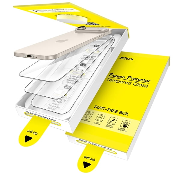 JETech Screen Protector for iPhone Air, One-Step Easy Installation with Auto-Alignment Bubble Free Box, 9H Tempered Glass Film, HD-Clear, 3-Pack