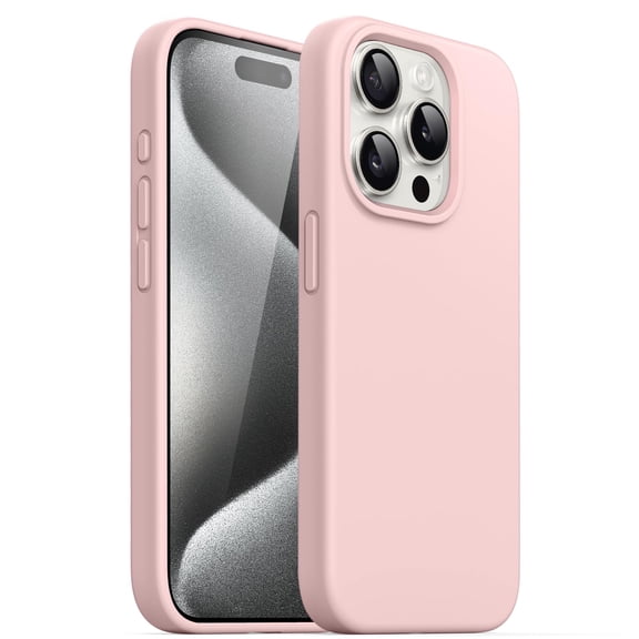 JETech Silicone Case for iPhone 15 Pro 6.1-Inch, Silky-Soft Touch Full-Body Protective Phone Case, Shockproof Cover (Pink)