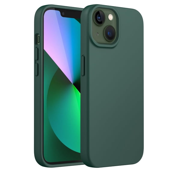 JETech Silicone Case for iPhone 13 Mini 5.4-Inch, Silky-Soft Touch Full-Body Protective Phone Case, Shockproof Cover with Microfiber Lining (Midnight Green)