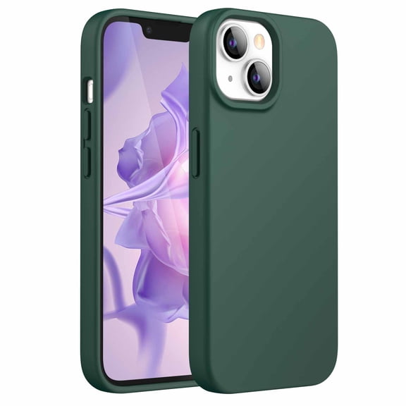 JETech Silicone Case for iPhone 14 6.1-Inch, Silky-Soft Touch Full-Body Protective Phone Case, Shockproof Cover with Microfiber Lining (Midnight Green)