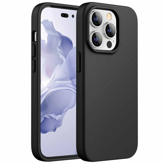 JETech Silicone Case for iPhone 14 Pro Max 6.7-Inch, Silky-Soft Touch Full-Body Protective Phone Case, Shockproof Cover with Microfiber Lining (Black)