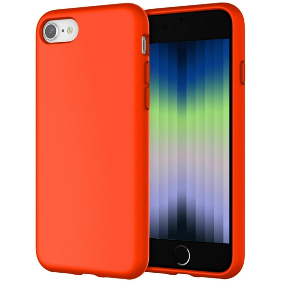 JETech Silicone Case for iPhone SE 3/2 (2022/2020 Edition), 4.7-Inch, Silky-Soft Touch Full-Body Protective Phone Case, Shockproof Cover with Microfiber Lining (Orange Red)