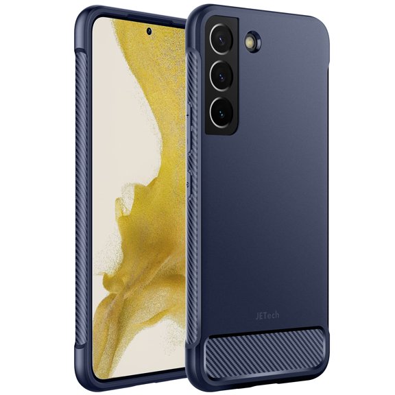 JETech Slim Fit Case for Samsung Galaxy S22 5G 6.1-Inch, Thin Phone Cover with Shock-Absorption and Carbon Fiber Design (Blue)