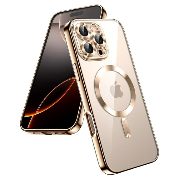 JETech Soft Clear Case for iPhone 16 Pro 6.3-Inch, Camera Lens Full Protection, Compatible with MagSafe Wireless Charging, Shockproof Electroplated TPU Phone Cover (Gold)