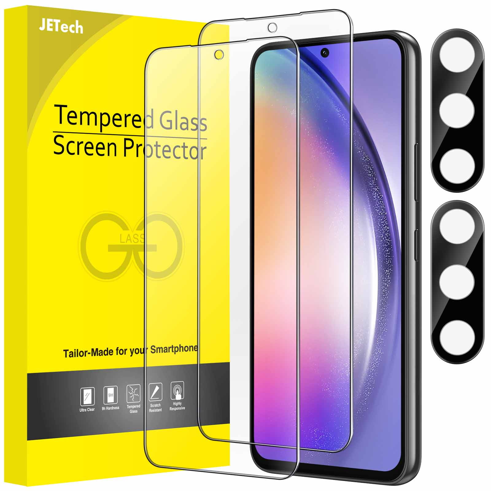 JETech Tempered Glass Screen Film Protector for Samsung Galaxy A54, 2 Count