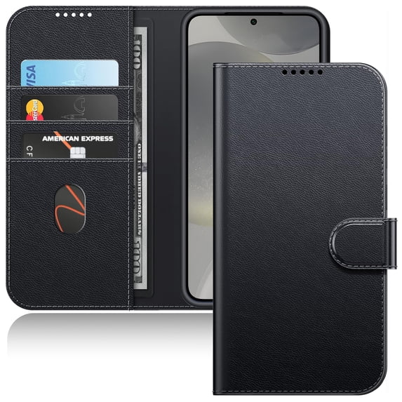 JETech Wallet Case for Samsung Galaxy S24 5G, Shockproof PU Leather Magnetic Flip Cover with Card Holder, Stand Feature and Full Camera Protection (Black)