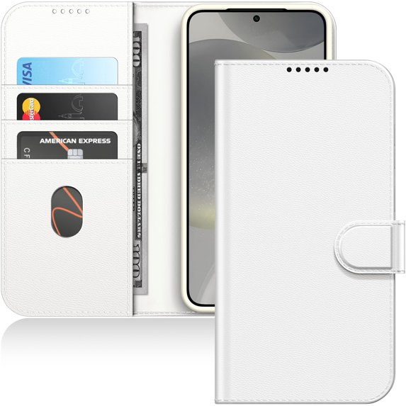 JETech Wallet Case for Samsung Galaxy S24+ / S24 Plus 5G, Shockproof PU Leather Magnetic Flip Cover with Card Holder, Stand Feature and Full Camera Protection (White)