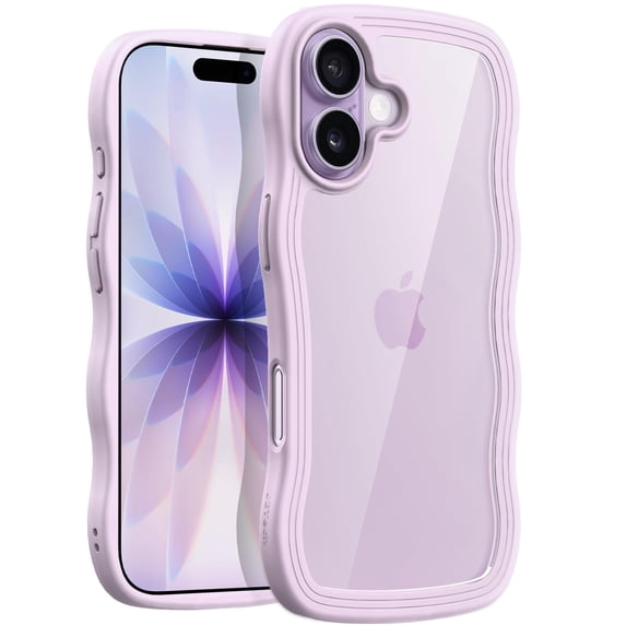 JETech Wavy Case for iPhone 17 6.3-Inch, Cute Wave Frame Curly Shape Shockproof Phone Cover (Purple)