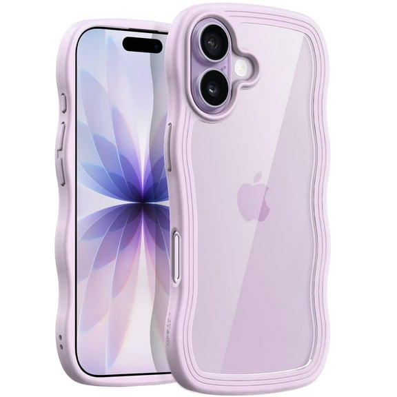 JETech Wavy Case for iPhone 17 6.3-Inch, Cute Wave Frame Curly Shape Shockproof Phone Cover (Purple)