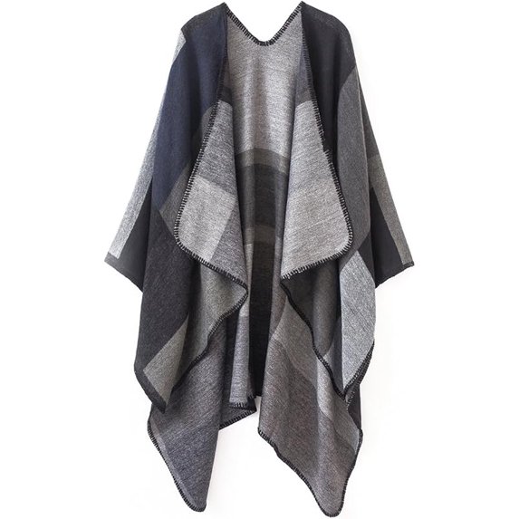 Poncho Invernale Da Donna JanTeelGO – Caldo Mantello In Flanella Sherpa Grigio/Bianco - 3