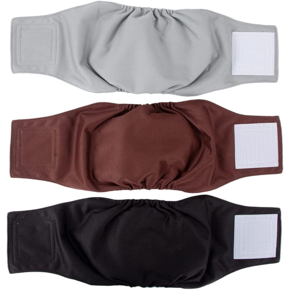 JEUWITH Washable Male Dog Diapers(3 Pack) Reusable Belly Band for Male Dogs,Strong Water Absorption and No Leakage Male Dog Wraps,Comfortable and Durable Adjustable Puppy Diapers