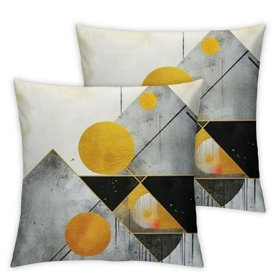 JEUXUS 2-Piece Short Plush Pillowcase Set Black Gold Mountain Scenery White
