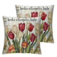 thumbnail image 1 of JEUXUS 2-Piece Short Plush Pillowcase Set Printed on Both Sides Country Farmhouse Spring Tulips Spring Sign White, 1 of 6