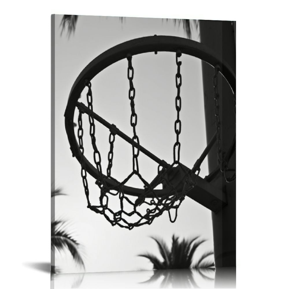 JEUXUS 3 Panels Black and White Canvas Wall Art Basketball Picture